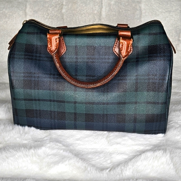 VINTAGE Polo Ralph Lauren Black Watch Check Mini Boston Bag & Cosmetic Bag - Picture 7 of 10